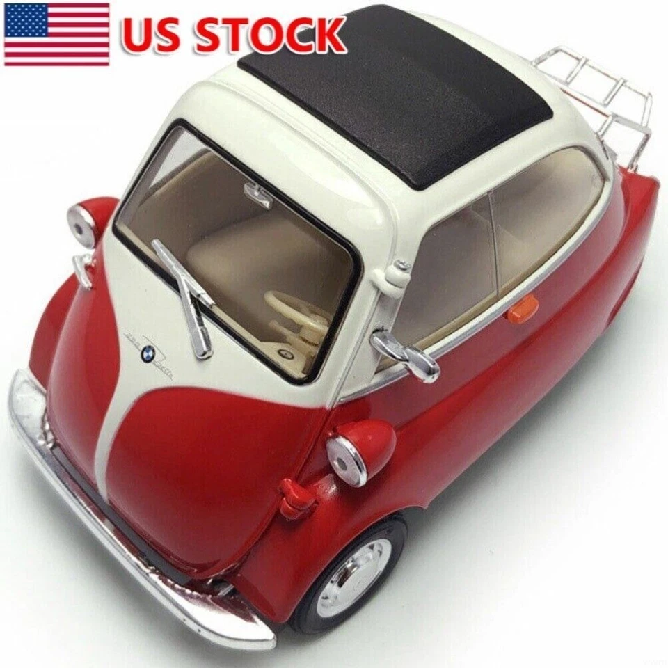 BMW Isetta 1955 modelo de coche, juguete de metal fundido a presión rojo - regalo ideal escala 1:18 vintage Foto 1 de 4