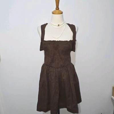 Mini Vestido Peppermayo Fruncido Marrón Choc Talla AU 12 Foto 1 de 4