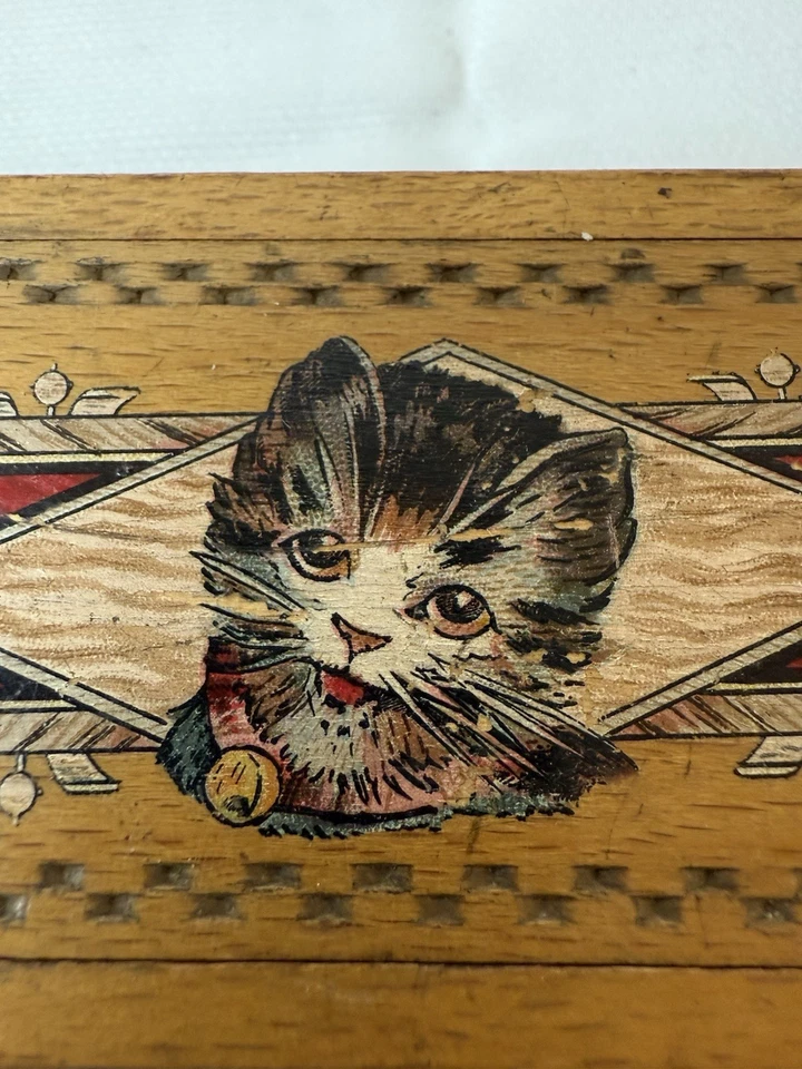 Antique Rare Kitten Pencil Box - Image 1 of 4