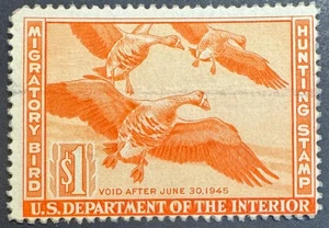 RW11 1944 Bund Ente Briefmarke 1 $ Kanadagänse - postfrisch aufklappbar - starke Farbe - Bild 1 von 2