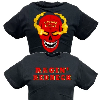 Camiseta Stone Cold Steve Austin Ragin Cuello Rojo Calavera Fumadora Foto 1 de 4