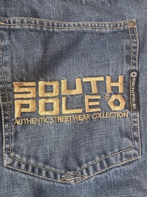 Pantalones Cortos de Denim Sueltos Polo Sur Y2K Talla 40 Bordados Spellout Skate Grunge Foto 1 de 4