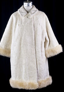 Vintage Mod Boho Sheep Shearling White PERSIAN WOOL Womens Coat