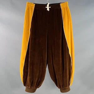 Pantalones informales GUCCI talla S amarillo marrón bloque de color terciopelo globo - Imagen 1 de 5