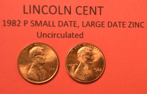 1982 P Small Date & Large Date Zinc Lincoln Memorial Cent Penny Uncirculated Cover