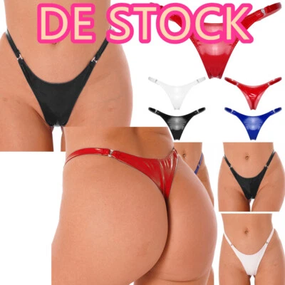 DE!Damen Wetlook Mini Slip G-String Tanga Lack-optik Panties Low Rise Unterhosen - Bild 1 von 4