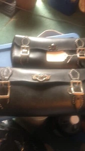 black leather motorcycle saddlebags - Picture 1 of 5
