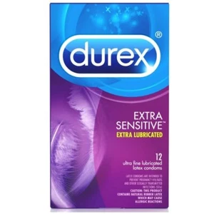 Durex Extra Sensitive Ultra Fine Extra Lubricated Rubber Latex Condoms 12 Count - Picture 1 of 3