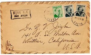 1958 Apr 20th. Air Mail. Bebek  Istanbul to Whittier California.