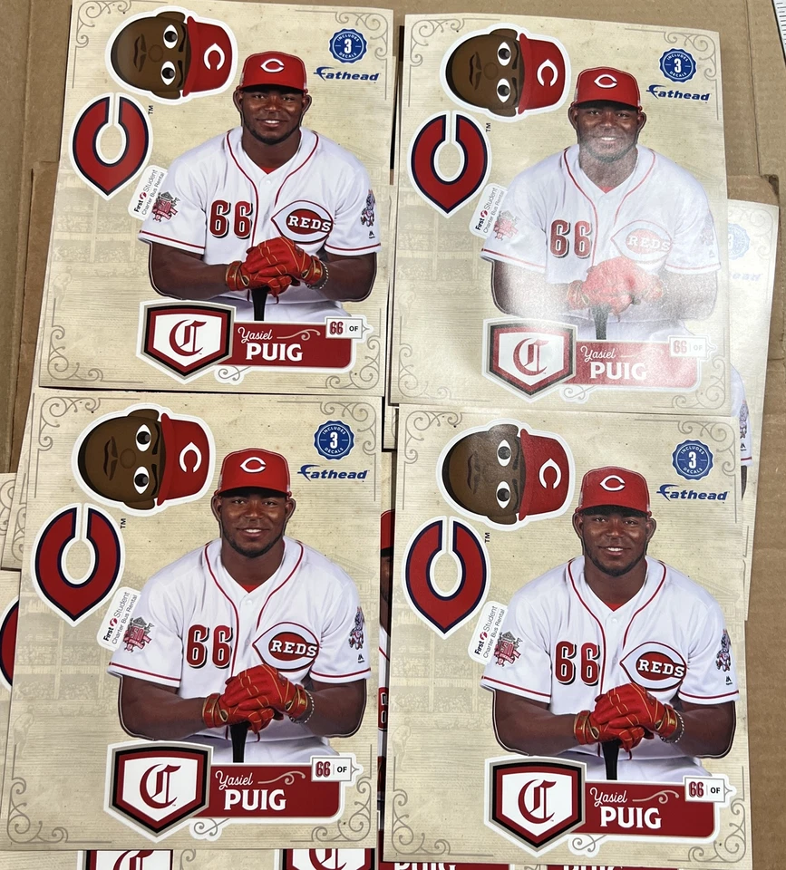 Yasiel Puig #66 FATHEAD Stickers/Decals-3 Decals Per Sheet-11 Sheets Total-Reds - Image 1 of 4