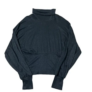 Free People Oberteil Damen Medium Schwarz Metallic Schimmer Rollkragen Pullover - Bild 1 von 9