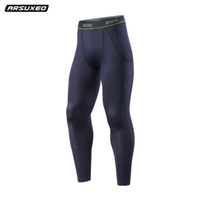 Sport Leggings Men's Cycling Pants Training Stretch Cropped Pants Fitness - Image 1 of 4
