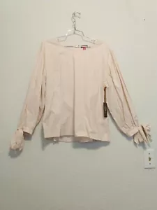 Vince Camuto Damen Pink Mist Back Zip Ballon Tie Cuff Langarm Bluse Gr. M - Bild 1 von 10