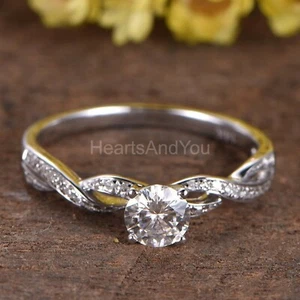 1ct Round Cut Moissanite Infinity Women Engagement Ring Solid Platinum Pt950 - Picture 1 of 5
