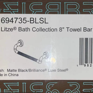 Brizo 694735-BLSL Litze 8" Mini Towel Bar, Matte Black / Luxe Steel - Picture 1 of 2