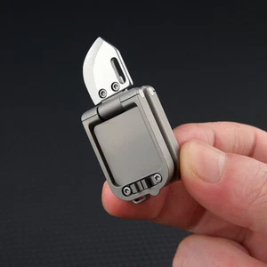 Mini Titanium Alloy Keychain Folding D2 Blade Knife Outdoor Travel Portable EDC - Picture 1 of 11