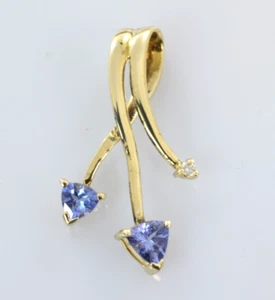 Colgante de diamantes y tanzanita talla elegante en oro amarillo de 14 k - Imagen 1 de 3