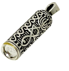 Ciondolo Mezuzah innestato in argento 925 simbolo messianico con catenina - Foto 1 di 4
