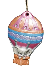 Adorno de árbol de Navidad vintage ratón en góndola de globo aerostático  - Imagen 1 de 4