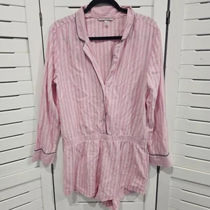 Victoria's Secret Pink Metallic Stripes Romper PJs Womans Size M - Picture 1 of 9