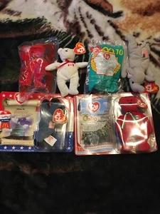 Lot Of 6 Small Beanie Babies Mcdonalds International Political - Picture 1 of 10