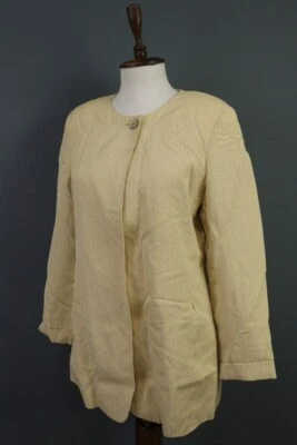 Max Mara Beige Floral One Button Linen Lined Blazer Cape Coat Jacket Size USA 8 - Image 1 of 4