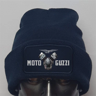 Moto Guzzi Motorcycle V-Twin Engine Image Biker Premium Quality Beanie Hat - Image 1 of 2