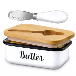 Butter Dish with Lid and Butter Curler Knife for Countertop - Unbreakable Met... - Picture 1 of 6