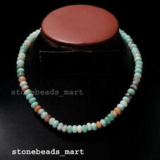 925 Sterling Silver, Natural Amazonite 7-8MM Smooth Gemstone Necklace 18"