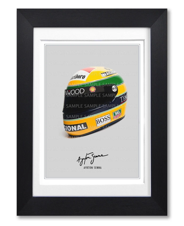 AYRTON SENNA SIGNED HELMET POSTER PRINT PHOTO AUTOGRAPH GIFT F1 FORMULA 1 ONE - Image 1 of 1