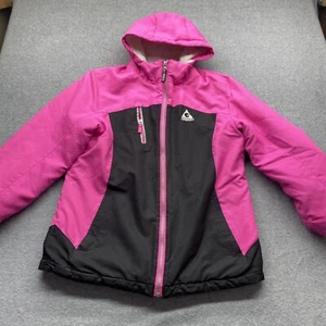 Gerry Coat Girls Medium 10/12 Sherpa Lined Hood Full Zip Pink Long Parka Pockets - Picture 1 of 10