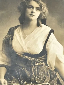 Vintage 1911 Sepia Postcard. Social History Woman With Fishing Net. Wistful. - Picture 1 of 6