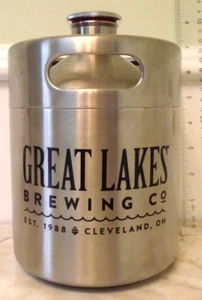 Metal Keg Liquor Beer Decanter / Flask - Great Lakes Brewing Co. 7.5" tall - Picture 1 of 7