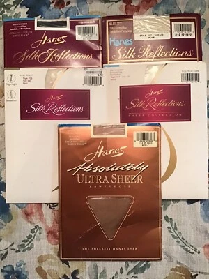 Lote de 5 Pantimedias HANES Talla CD Seda Reflejos Blanco Perla Apenas Hay Negro NUEVO Foto 1 de 4