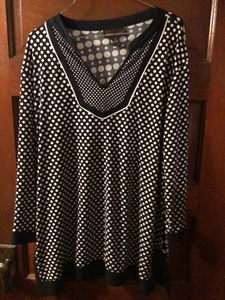 Pretty LONG SLEEVE BLOUSE XL DANA BUCHANAN POLKA DOT - Picture 1 of 3