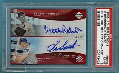 2005 UD Reflections Robinson/Santo Dual Signature Auto Red /99 #BRRS PSA 9 - Image 1 of 2