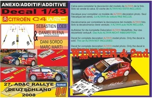 ANEXO DECAL 1/43 CITROEN C4 WRC LOEB & SORDO R.DEUTSCHLAND 2008 WINNER & 2 (01) - Imagen 1 de 1