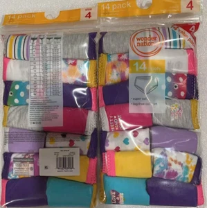28PCS Wonder Nation Girls Cotton Brief Underwear, 14-Pack, Sizes 4 - Picture 1 of 2