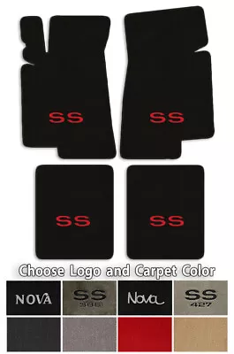 Классические напольные коврики 1969-1988 Chevy Nova SS 4 шт. петля выберите цвет и логотип - Изображение 1 из 4