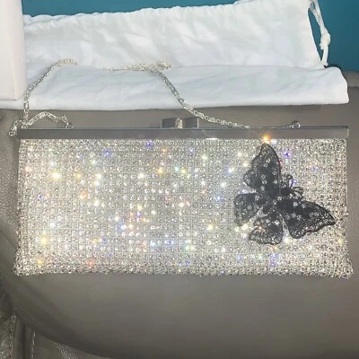 Isabella Adams Crystal Envelope Evening Bag With Butterfly With Cover And Box - Image 1 of 4