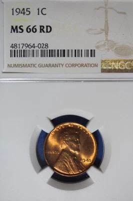 1945 NGC- MS66 RD LINCOLN WHEAT CENT #B50526 - Image 1 of 2