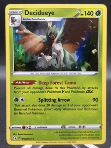 💎Pokémon TCG Decidueye Shining Fates 008/072  Holo Rare LP - Picture 1 of 2