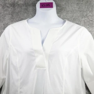 Camisa Chico's Mujer 2.5 Blanca Sin Hierro Popover Túnica Manga 3/4 Cuello Dividido Top - Imagen 1 de 9