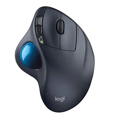 Mouse sem fio Logitech prata e azul trackball M570t unificador 5 botões - Imagem 1 de 4