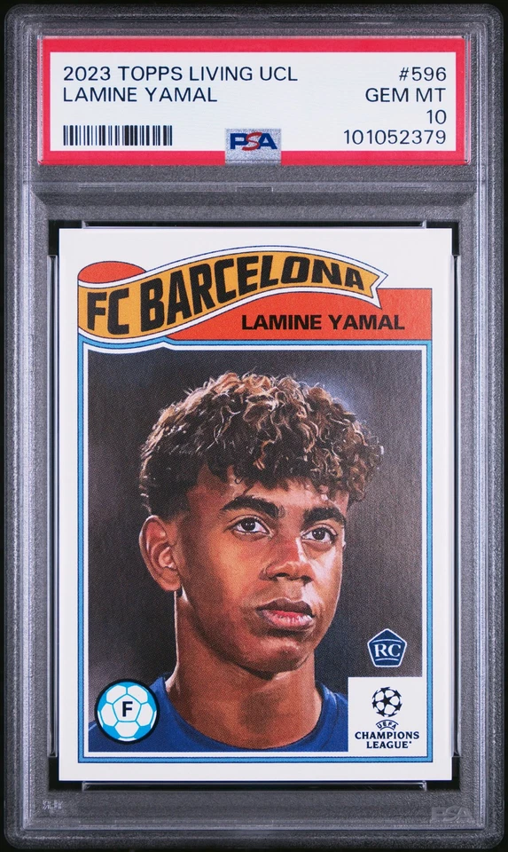 PSA 10 Lamine Yamal 2023 Topps Living Set #596 Barcelona Rookie Card - Image 1 of 3
