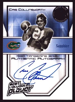 CRIS COLLINSWORTH 2008 Press Pass MVP Sapphire AUTOGRAPH Signed AUTO 41/50 - Image 1 of 3
