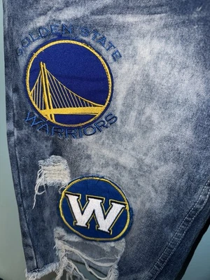 UNK Golden State Warriors. Pantalones cortos NBA Denium. ¡Toneladas de patchwork! Talla 42 Foto 1 de 3