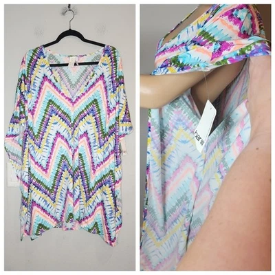 NUEVO CON ETIQUETAS BAR III XL Elástico Natación Encubrimiento Chevron Multicolor Foto 1 de 4