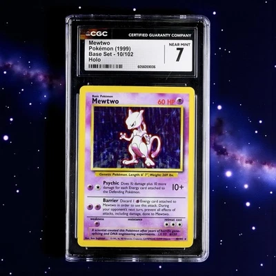 ✨ CGC 7 NEAR MINT ✨1999 POKEMON BASE SET UNLIMITED #10 MEWTWO-HOLO - Image 1 of 2