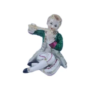Vintage Bisque Porcelain Victorian Figurine, Boy with Flute - Picture 1 of 7